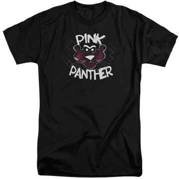 Black men's tall fit t-shirt with Pink Panther Spray Panther graphic