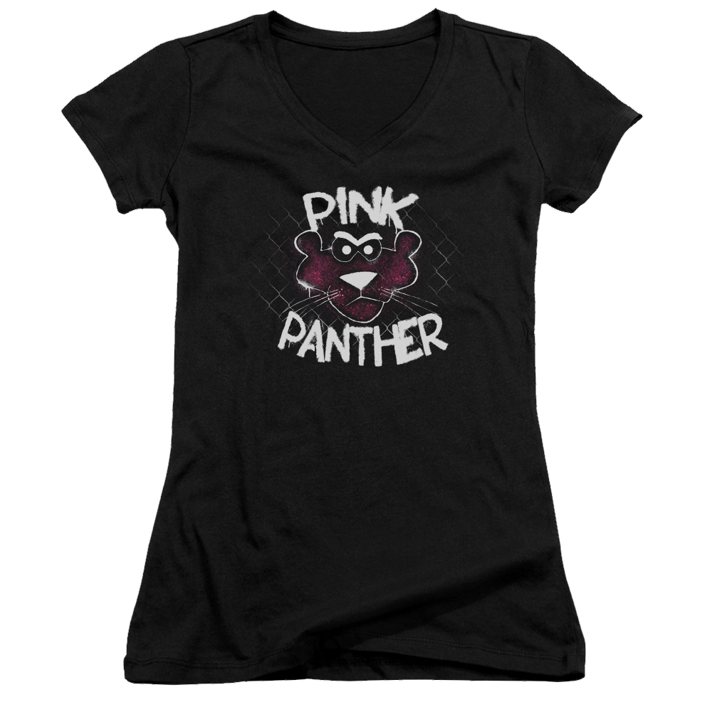 Pink Panther Spray Panther Juniors V-Neck T-Shirt Juniors V-Neck T-Shirt Pink Panther   