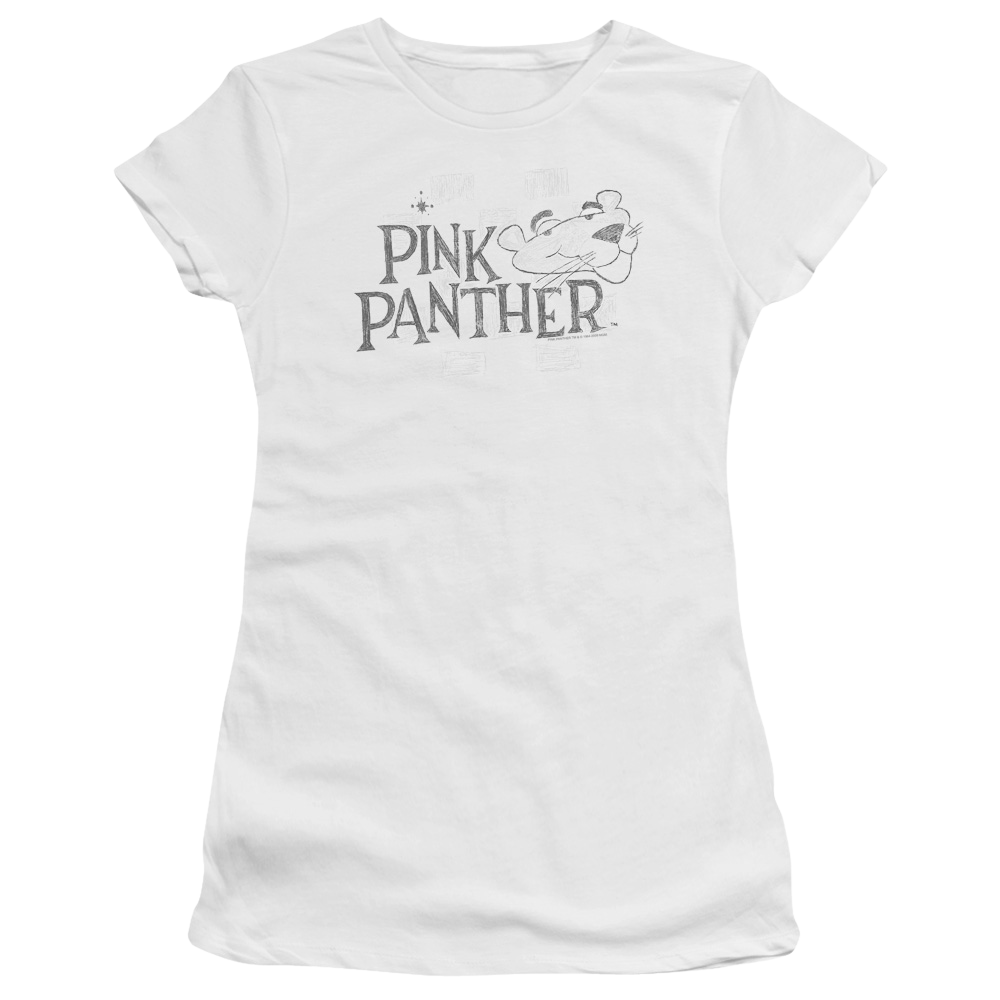Pink Panther Sketch Logo Juniors T-Shirt Juniors T-Shirt Pink Panther   