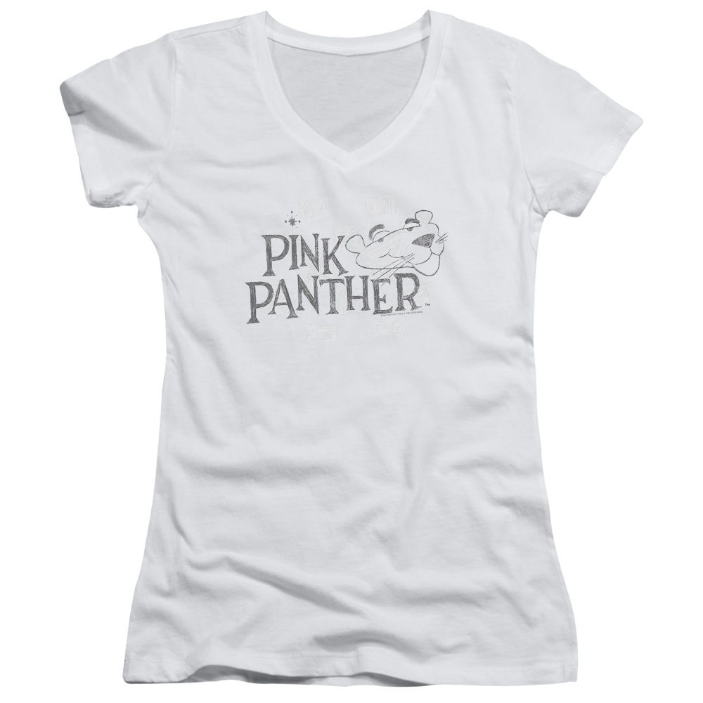 Pink Panther Sketch Logo Juniors V-Neck T-Shirt Juniors V-Neck T-Shirt Pink Panther   