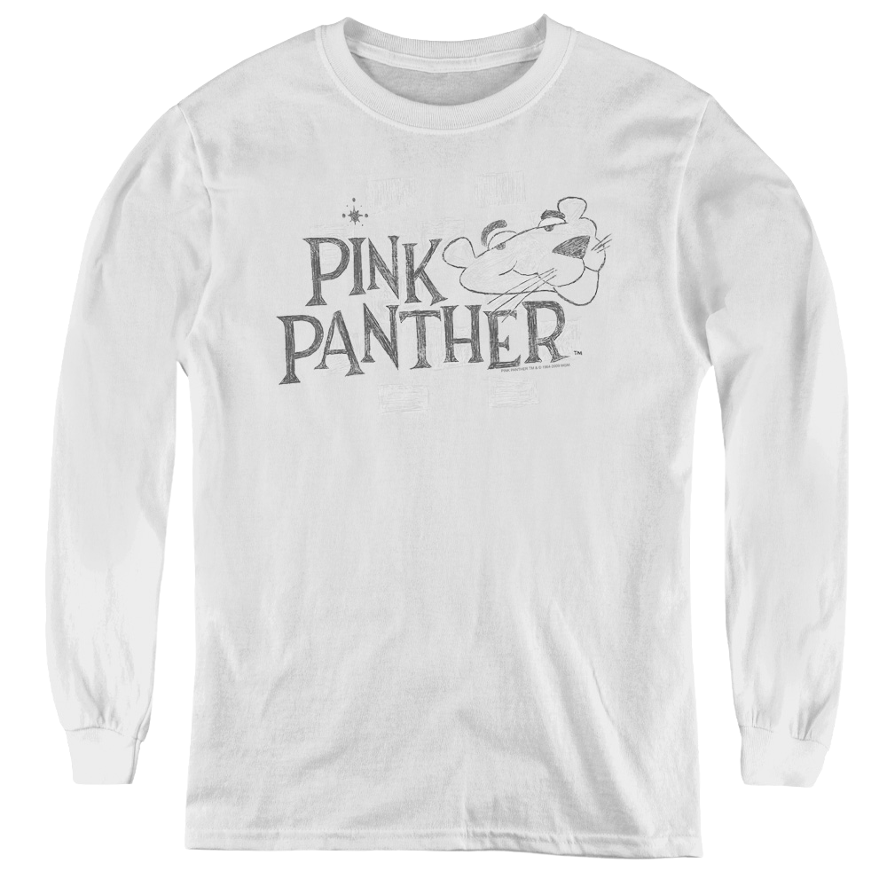 Pink Panther Sketch Logo - Youth Long Sleeve T-Shirt Youth Long Sleeve T-Shirt Pink Panther   