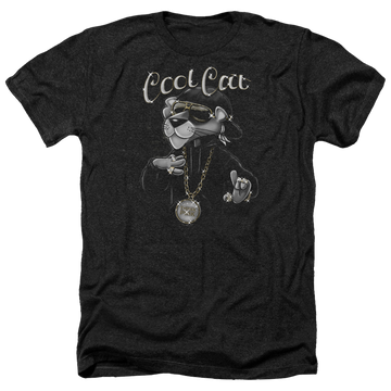 Charcoal men's heather t-shirt with Pink Panther Cool Cat graphic