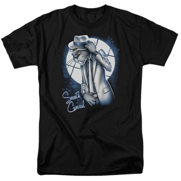 Black men's regular fit t-shirt with Pink Panther Smooth Criminal graphic