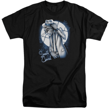 Black men's tall fit t-shirt with Pink Panther Smooth Criminal graphic