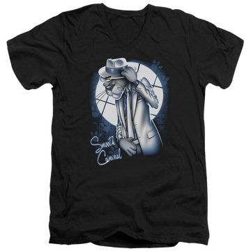 Black men's v-neck t-shirt with Pink Panther Smooth Criminal graphic