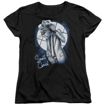 Black women's t-shirt with Pink Panther Smooth Criminal graphic