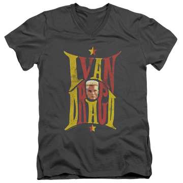 Charcoal men's v-neck t-shirt with Rocky IV Ivan graphic