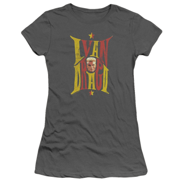 Charcoal juniors t-shirt with Rocky IV Ivan graphic