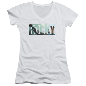 Rocky Cutout Logo - Juniors V-Neck T-Shirt Juniors V-Neck T-Shirt Rocky   