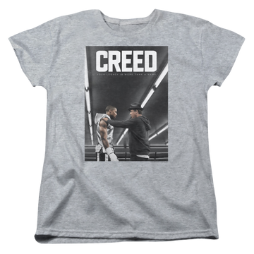 Athletic heather women's t-shirt with Creed Poster graphic