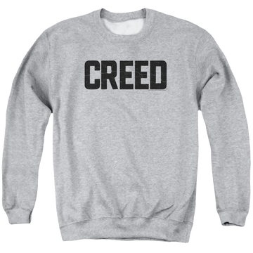 Athletic heather men's crewneck sweatshirt with Creed Cracked Logo graphic