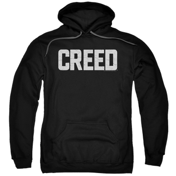 Black pullover hoodie with Creed Cracked Logo graphic