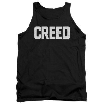 Black men's tank with Creed Cracked Logo graphic
