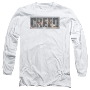 White men's long sleeve t-shirt with Creed Pep Talk graphic
