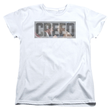 White women's t-shirt with Creed Pep Talk graphic