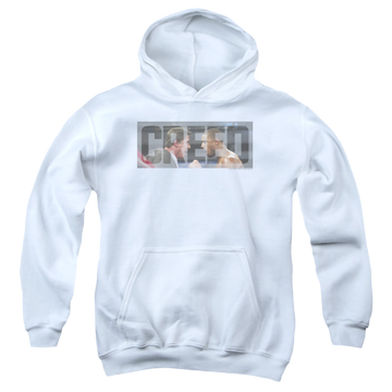 White youth hoodie for ages 8 to 12 with Creed Pep Talk graphic