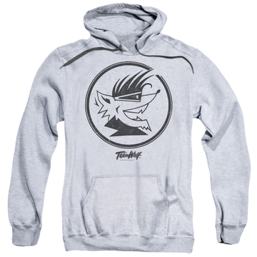 Athletic heather pullover hoodie with Teen Wolf Wolf Head graphic