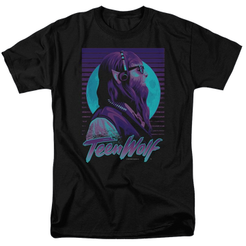 Black men's regular fit t-shirt with Teen Wolf Headphone Wolf graphic