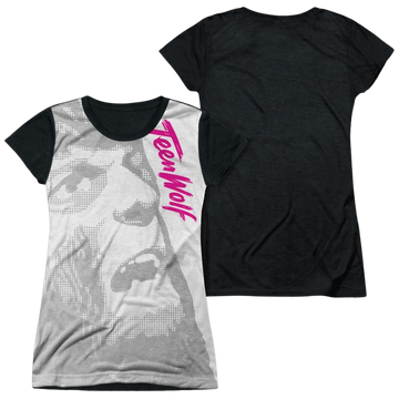 Teen Wolf Silver Halftone juniors black back t-shirt