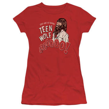 Red juniors t-shirt with Teen Wolf Animal graphic