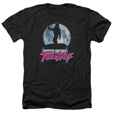 Charcoal men's heather t-shirt with Teen Wolf Moonlight Surf graphic