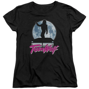 Black women's t-shirt with Teen Wolf Moonlight Surf graphic
