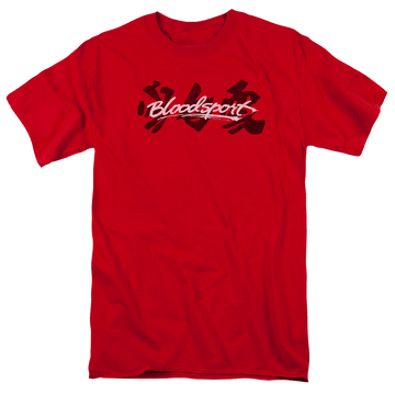 Red men's regular fit t-shirt with Bloodsport Kanji graphic
