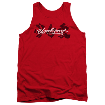 Red men's tank with Bloodsport Kanji graphic