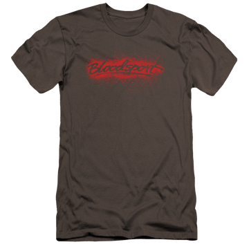 Charcoal men's premium slim fit t-shirt with Bloodsport Blood Splatter graphic