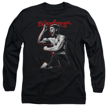 Black men's long sleeve t-shirt with Bloodsport Loud Mouth graphic