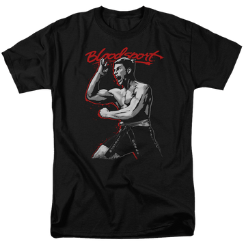 Black men's regular fit t-shirt with Bloodsport Loud Mouth graphic