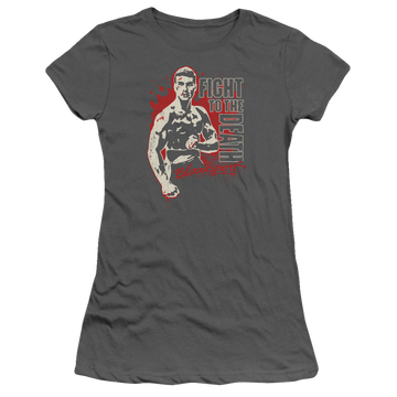 Charcoal juniors t-shirt with Bloodsport To The Death graphic