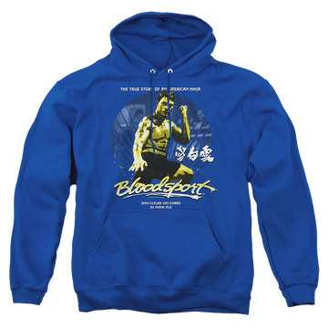 Royal pullover hoodie with Bloodsport American Ninja graphic