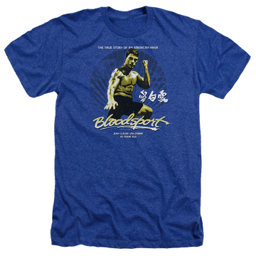 Royal men's heather t-shirt with Bloodsport American Ninja graphic