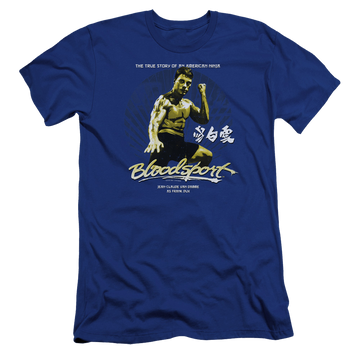 Royal men's premium slim fit t-shirt with Bloodsport American Ninja graphic