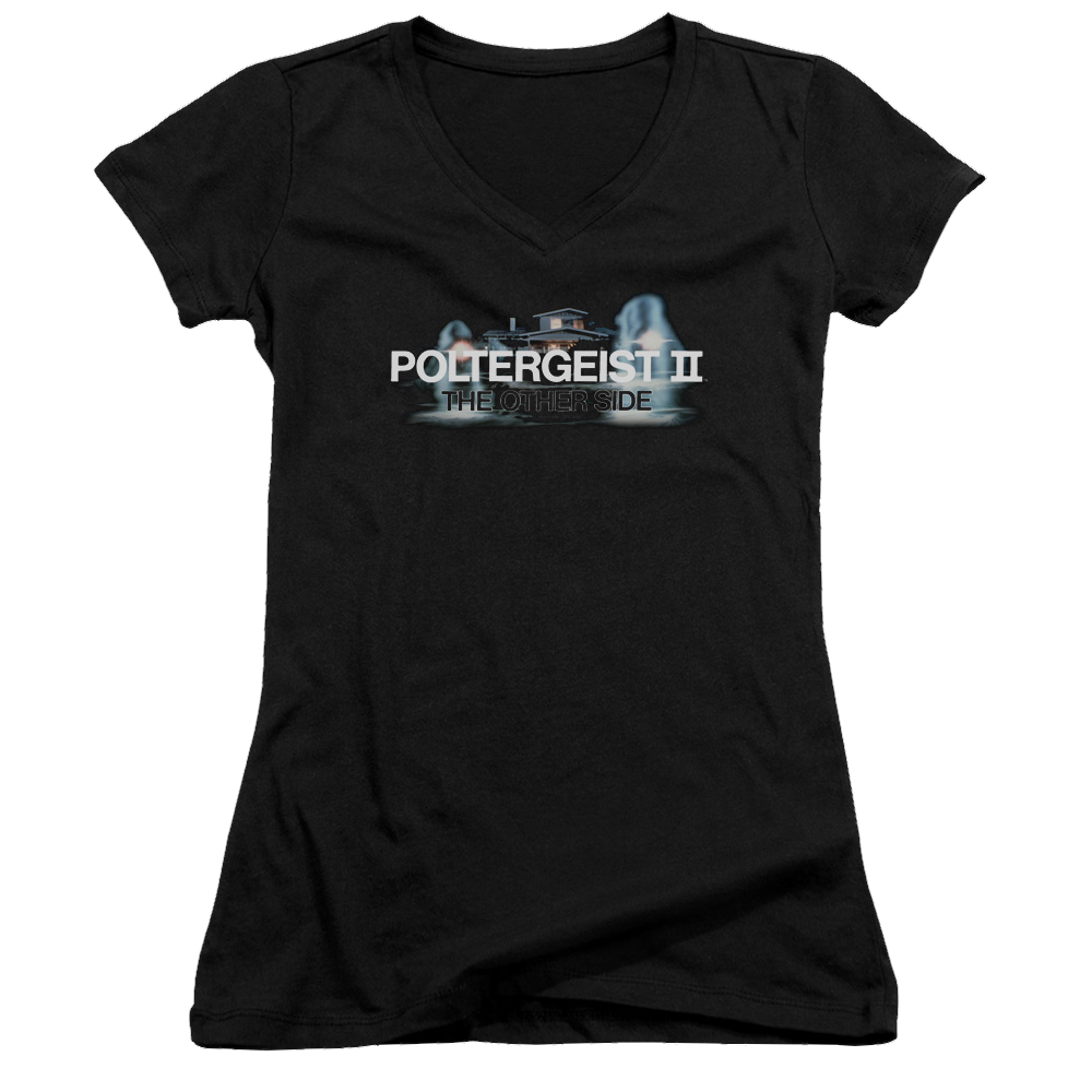 Poltergeist II Logo Juniors V-Neck T-Shirt Juniors V-Neck T-Shirt POLTERGEIST   