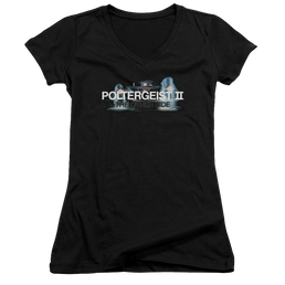 Poltergeist II Logo Juniors V-Neck T-Shirt Juniors V-Neck T-Shirt POLTERGEIST   