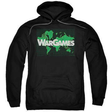 Black pullover hoodie with Wargames Game Board graphic