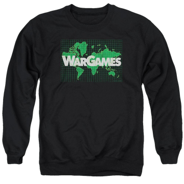 Black men's crewneck sweatshirt with Wargames Game Board graphic