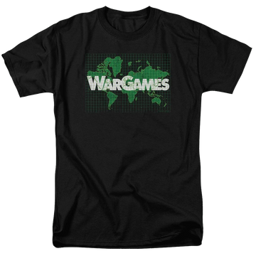 Black men's regular fit t-shirt with Wargames Game Board graphic