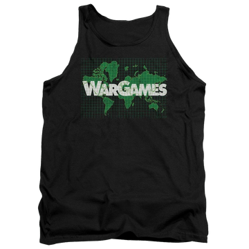 Black men's tank with Wargames Game Board graphic