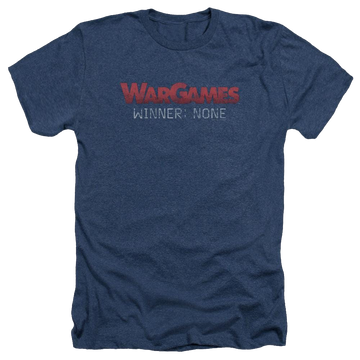 Navy men's heather t-shirt with Wargames No Winners graphic