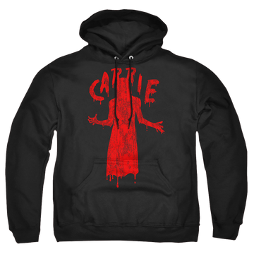 Black pullover hoodie with Carrie Silhouette graphic