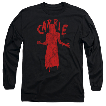 Black men's long sleeve t-shirt with Carrie Silhouette graphic