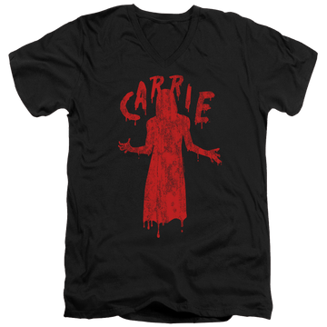 Black men's v-neck t-shirt with Carrie Silhouette graphic