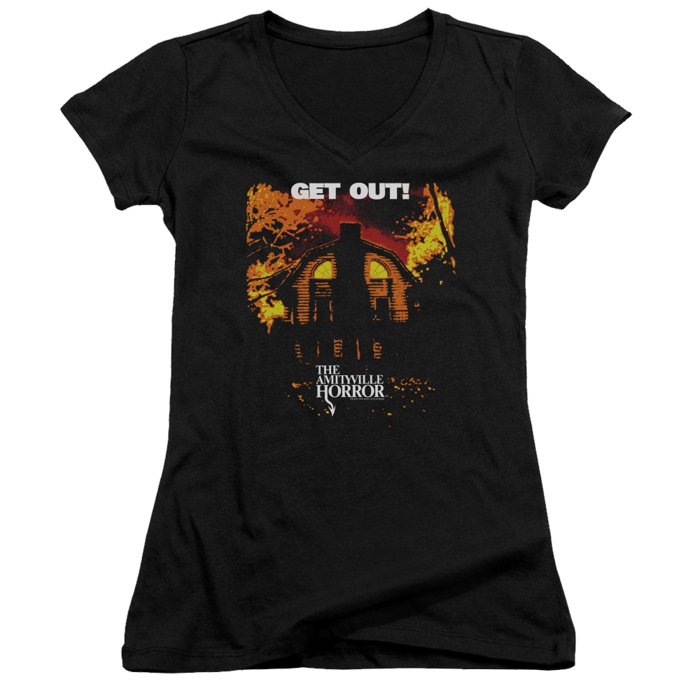 Amityville Horror Get Out - Juniors V-Neck T-Shirt Juniors V-Neck T-Shirt Amityville Horror   