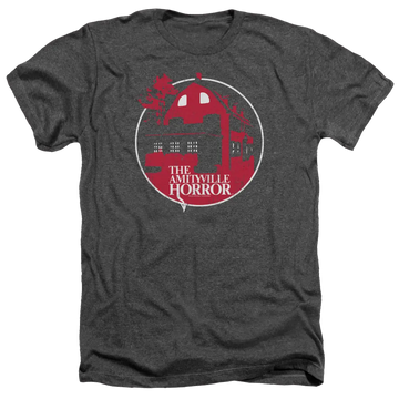 Charcoal men's heather t-shirt with Amityville Horror Red House graphic