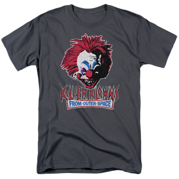 Charcoal men's regular fit t-shirt with Killer Klowns From Outer Space Rough Clown graphic