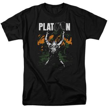 Black men's regular fit t-shirt with Platoon Graphic graphic