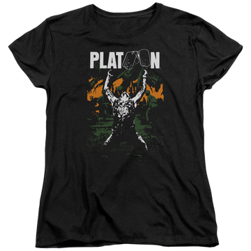 Black women's t-shirt with Platoon Graphic graphic